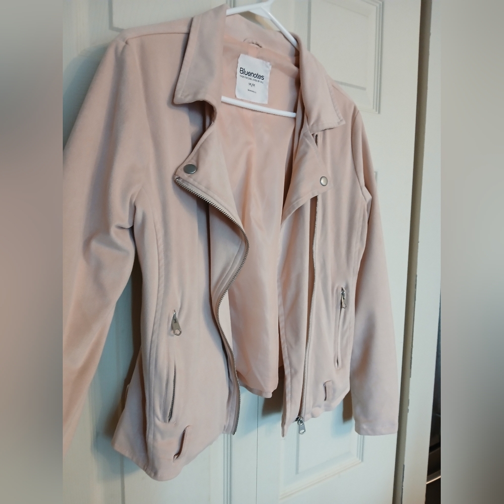 Bluenotes Soft Pink Zip Up Soft Bomber Type Jacket, Size Medium (M) - Picture 5 of 8
